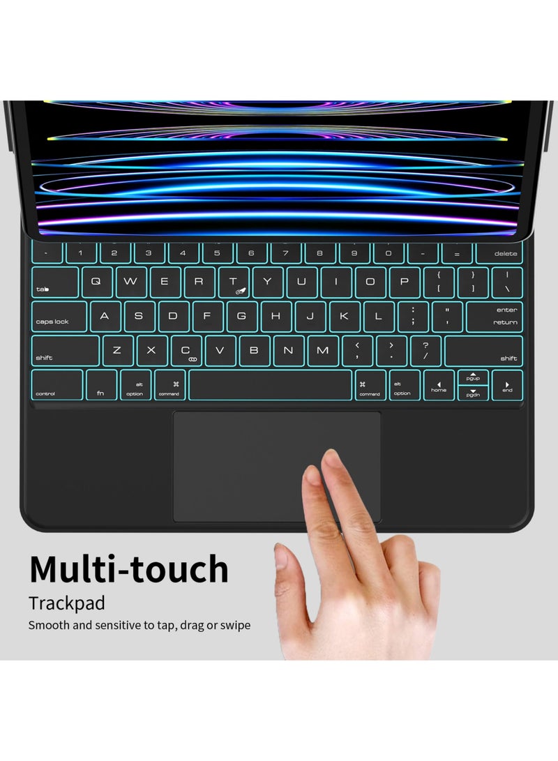 Arabic Magic Keyboard for Apple iPad Air 13 inch (M2, 2024) Pro 12.9 (2022/2021/2020/2018) with Magnetic Back Cover, Smart Trackpad Backlit Case 3rd 4th 5th 6th - Image 5